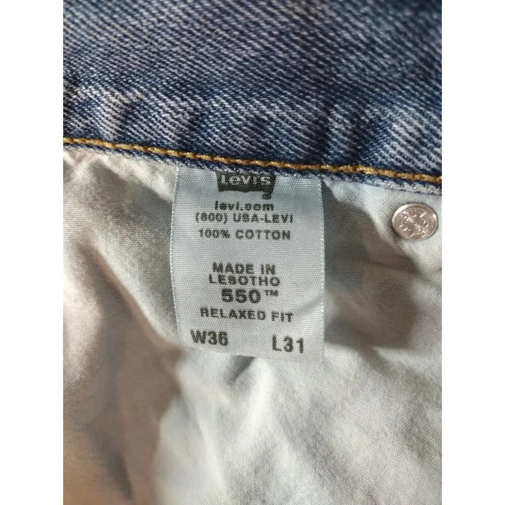 Vtg Levis 550 Jeans Mens 36x31 Relaxed Fit Light Wash Retro Y2K Streetwear USA